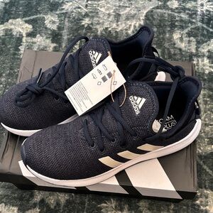 Adidas Dark Blue Running Shoes with White Stripes